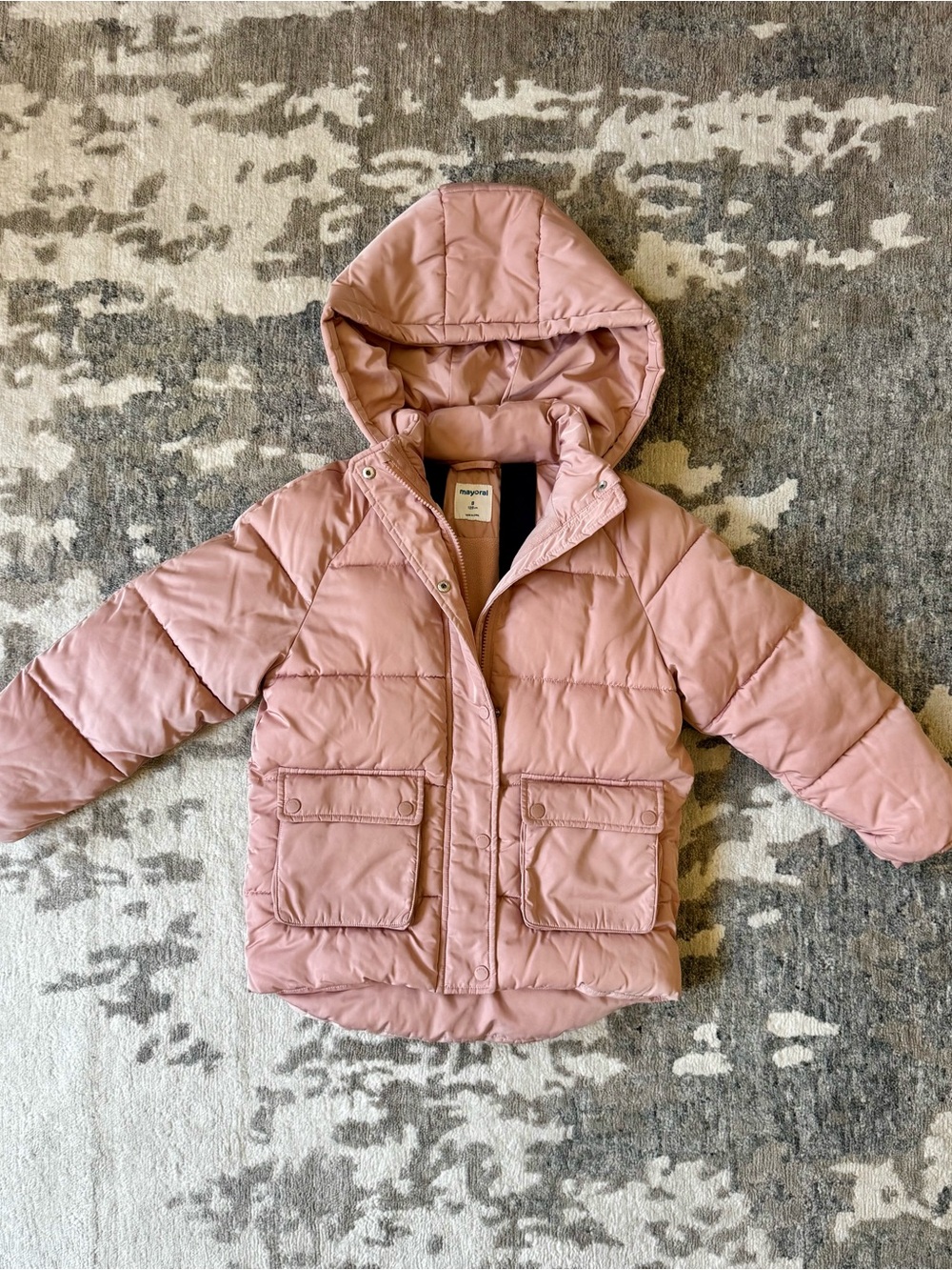 Mauve Pink Hooded Puffer Coat for Kids